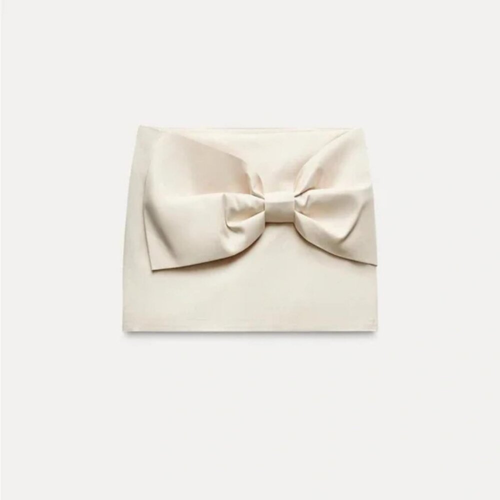 ZARA SATIN EFFECT BOW MINI SKIRT